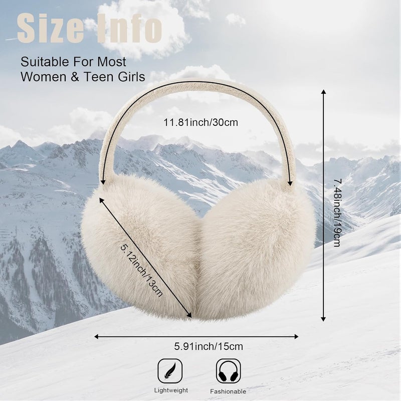 YATANAM Ear Muffs for Women Faux Fur Winter Girls Earmuffs Fluffy Adjustable Ear Warmers Cute Ear Covers - Image 4